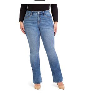 Mid Rise Curvy Bootcut Jeans Jordache Medium Wash Enzyme Size 14 New